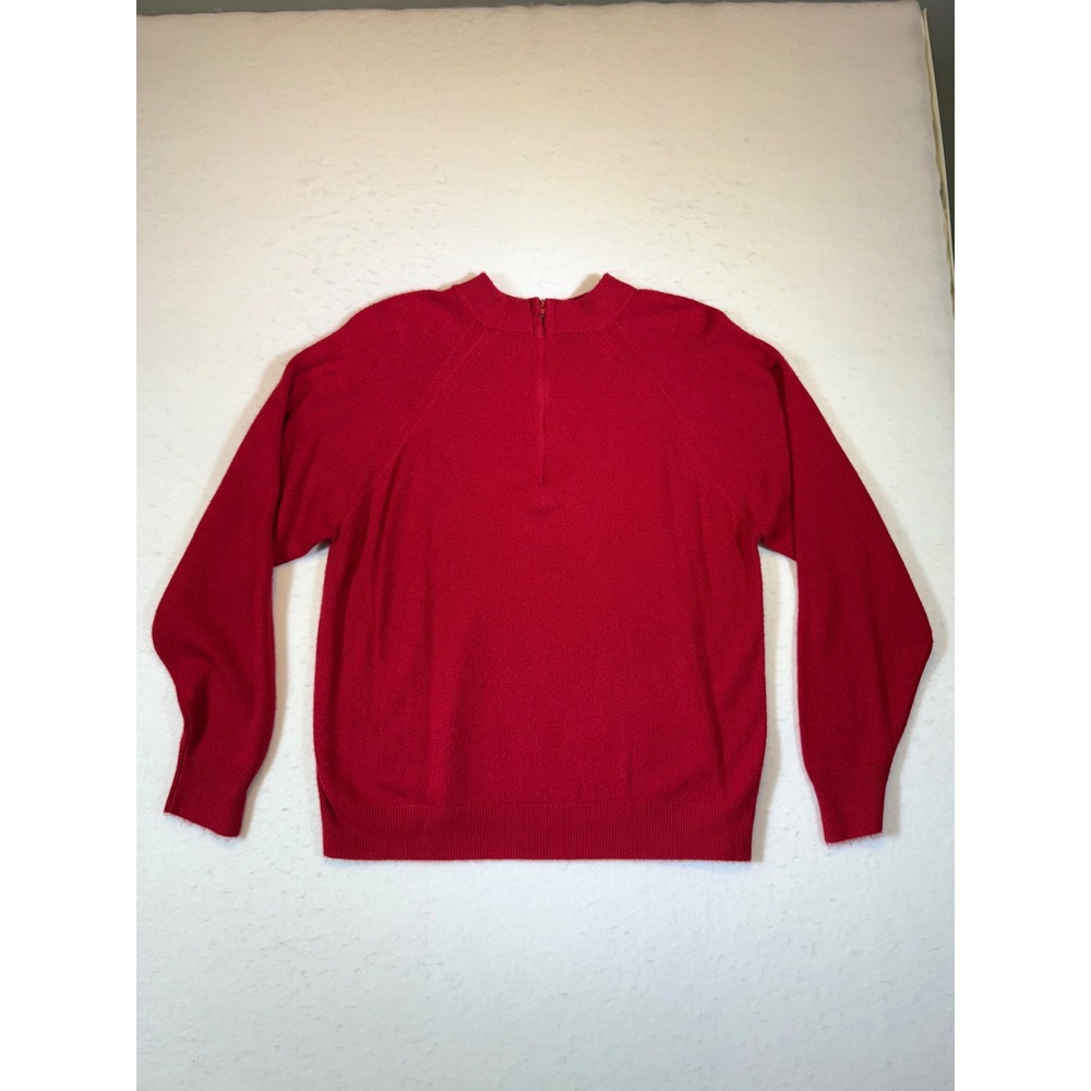Bright Red Mock Neck Sweater Long Sleeve Pullover Top Women - Picture 2 of 4